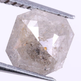 0.57 Ct Real Grey Color Diamond - Asscher Cut Natural Diamond ( 5.76 X 4.90 X 1.20 )