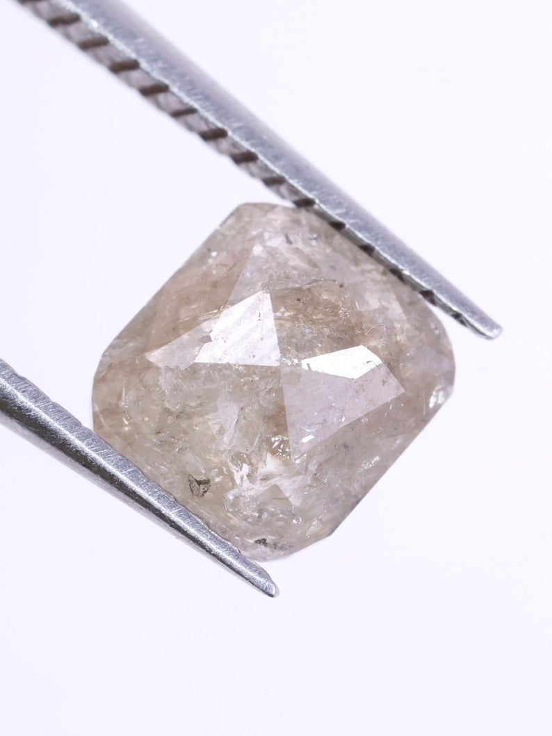 0.69 Ct Real Grey Color Diamond - Cushion Cut Natural Diamond ( 5.74 X 5.25 X 2.24 )