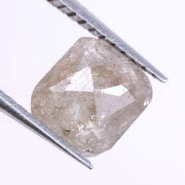 0.69 Ct Real Grey Color Diamond - Cushion Cut Natural Diamond ( 5.74 X 5.25 X 2.24 )