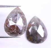 8.32 Ct Unique Pear Cut Diamond Pair  Salt And Pepper Diamond Grey Brownish Diamond Use For Jewerly