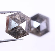5.33 Ct Hexagon Cut Diamond Pair Black Colored Diamond Use For Jewerly Unique Diamond 