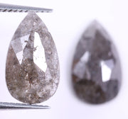 3.39 Ct Pear Cut Diamond Pair Grey Colored Diamond Pair Use For Jewerly Salt And Pepper Diamond 