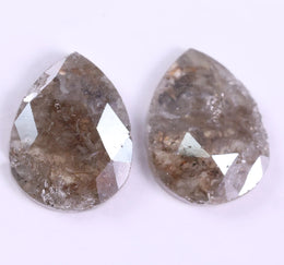 1.91 Ct Pear Cut Diamond Pair Grey Colored Diamond Pair Use For Earrings Salt And Pepper Diamond 