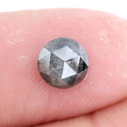round natural diamond ring and Black grey diamonds natural jewelry rose cut diamond round diamond