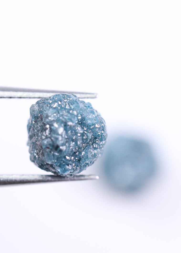 2.73 Carat Natural Rough Diamond - Blue Raw Diamond Pair