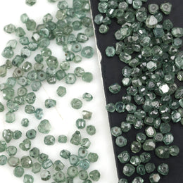 green CVD diamond beads in rough lab grown form for custom jewelry designs