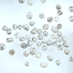 Natural grey white rough diamond lot with mixed silver smoky tones, raw uncut loose diamond crystals displayed on white background.