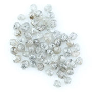 Natural grey white rough diamond lot with mixed silver smoky tones, raw uncut loose diamond crystals displayed on white background.