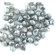 Natural gray silver colour rough diamonds with smoky steel tones, raw uncut loose diamond crystals for jewelry making.