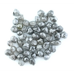 Natural gray silver colour rough diamonds with smoky steel tones, raw uncut loose diamond crystals for jewelry making.