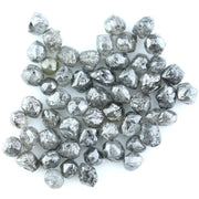 Natural gray silver colour rough diamonds with smoky steel tones, raw uncut loose diamond crystals for jewelry making.