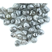 Natural gray silver colour rough diamonds with smoky steel tones, raw uncut loose diamond crystals for jewelry making.