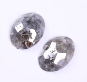 2.03 Ct Grey Colored Diamond Pair Oval Cut Diamond Pair Use For Jewerly Salt And Pepper Diamond 