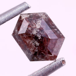hexagon red natural diamond on a white background