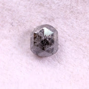 1.09 Ct unique hexagon cut salt and pepper diamond, salt and pepper wedding band, smoky diamond ring, lab grown loose diamond, diamond loose in ring.
