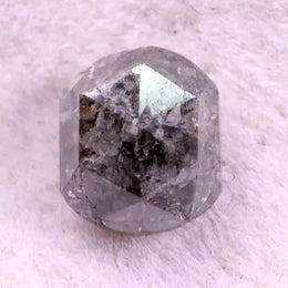 1.09 Ct unique hexagon cut salt and pepper diamond, salt and pepper wedding band, smoky diamond ring, lab grown loose diamond, diamond loose in ring.