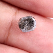 1.09 Ct unique hexagon cut salt and pepper diamond, salt and pepper wedding band, smoky diamond ring, lab grown loose diamond, diamond loose in ring.