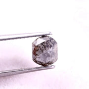 1.09 Ct unique hexagon cut salt and pepper diamond, salt and pepper wedding band, smoky diamond ring, lab grown loose diamond, diamond loose in ring.