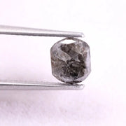 1.09 Ct unique hexagon cut salt and pepper diamond, salt and pepper wedding band, smoky diamond ring, lab grown loose diamond, diamond loose in ring.