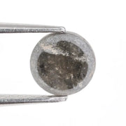 1.35 ct salt and pepper natural diamond round Rose cut grey Included rustic loose gemstone 