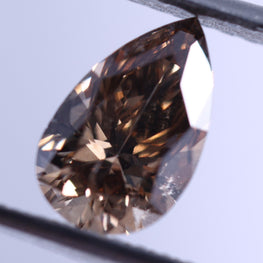 0.89 Carat Lab Grown Diamond Vivid Brown Pear Shape Lab Diamond