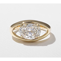 modern oval brilliant cut lab grown diamond solitaire ring 2 ct yellow gold tension setting engagement ring elegant jewelry