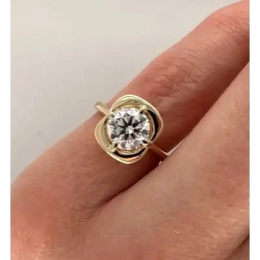 1.94 Ct Round Brillant Cut Diamond 14K Yellow Gold Plated Damond Lab Created Diamond Engagement Diamond Ring Women Wedding Diamond Ring 