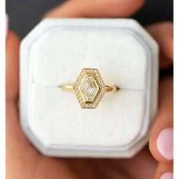 1.59 Ct Kite & Round Cut Diamond Lab Grown Diamond 14K Yellow Gold Plated Diamond Ring Engagement Ring Use For Women Unique Design Diamond Ring 