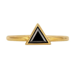 1.00 Ct Triangle Black Diamond Ring in Yellow Gold Lab Created Diamond Ring Lab Grown Diamond Use For Jewerly lEngagement Diamond 