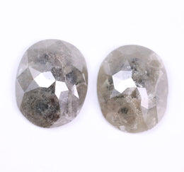 3.31 Ct Oval Shaped Diamond Earrings Pair Use For Jewerly Grey Colored Diamond Salt And Pepper Diamond 