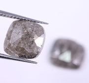3.69 Ct Cushion Cut Diamond Pair Grey Colored Diamond Use For Jewerly Unique Diamond Salt And Pepper Diamond 
