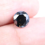 2.03 Ct Natural-Look Black Round Cut Lab-Grown Diamond Loose Stone with Deep Black Color and Brilliant Round Facets