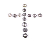 3.98 Ct Natural Salt and Pepper Diamond Lot – 13 Pcs Loose Fancy Mixed Color Antique Rose Cut Conflict-Free Diamonds for Jewelry