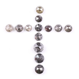 3.98 Ct Natural Salt and Pepper Diamond Lot 13 Pcs Loose Fancy Mixed Color Antique Rose Cut Conflict-Free Diamonds for Jewelry