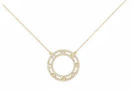 Circle Diamond Necklace Delicate Round Necklace Engagement Pendant Women Bridal Set