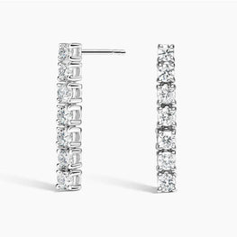 Round Moissanite Tennis Earrings 14k White Gold Plated