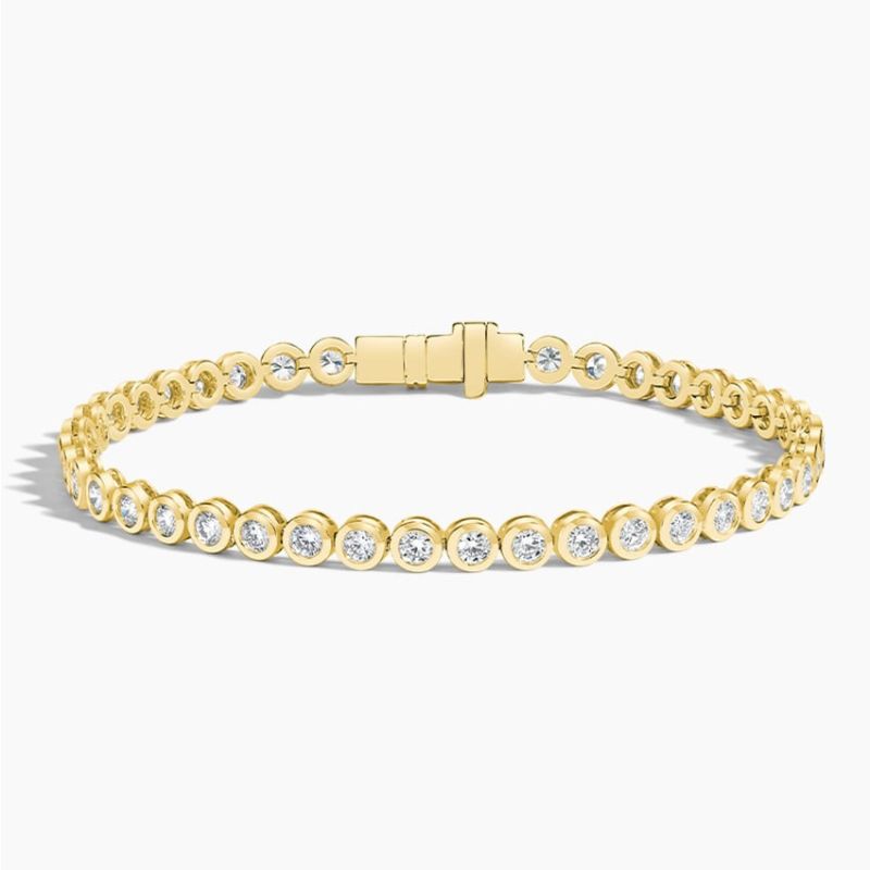 Round Lab Diamond Bezel Tennis Bracelet in 14k Yellow Gold Plated