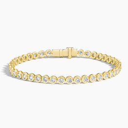 Round Lab Diamond Bezel Tennis Bracelet in 14k Yellow Gold Plated