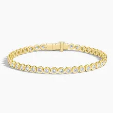 Round Lab Diamond Bezel Tennis Bracelet in 14k Yellow Gold Plated