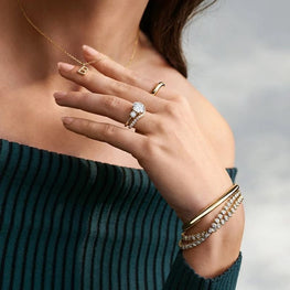 Round Lab Diamond Bezel Tennis Bracelet in 14k Yellow Gold Plated