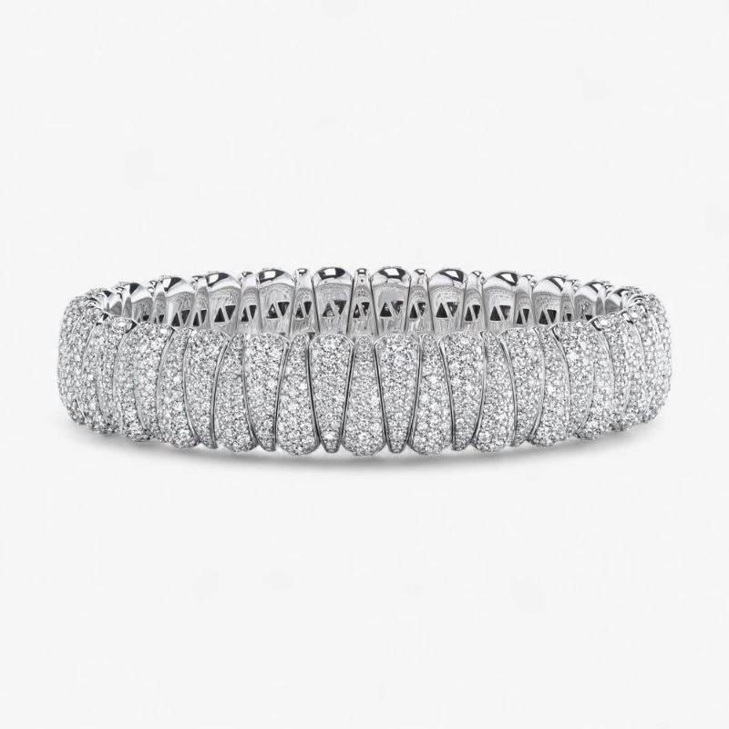 Alternating Moissanite Diamond Stretchable Bracelet 14k Yellow Gold Plated