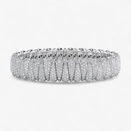 Alternating Moissanite Diamond Stretchable Bracelet 14k Yellow Gold Plated
