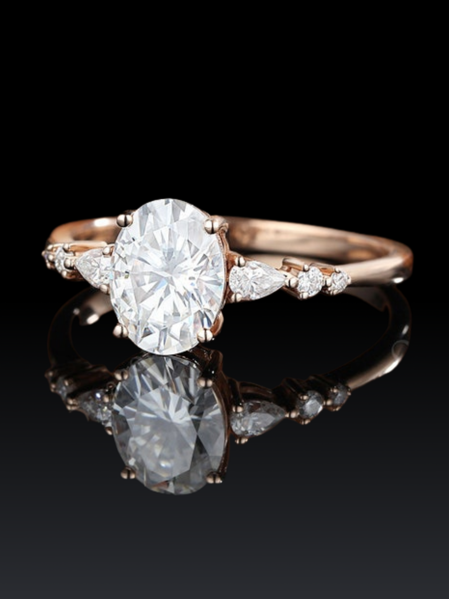 Round & Pear Shape Moissanite Stacking Ring