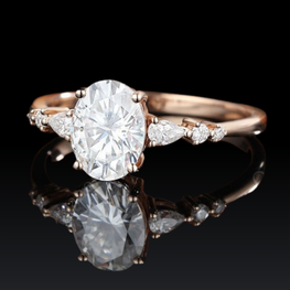 Round & Pear Shape Moissanite Stacking Ring