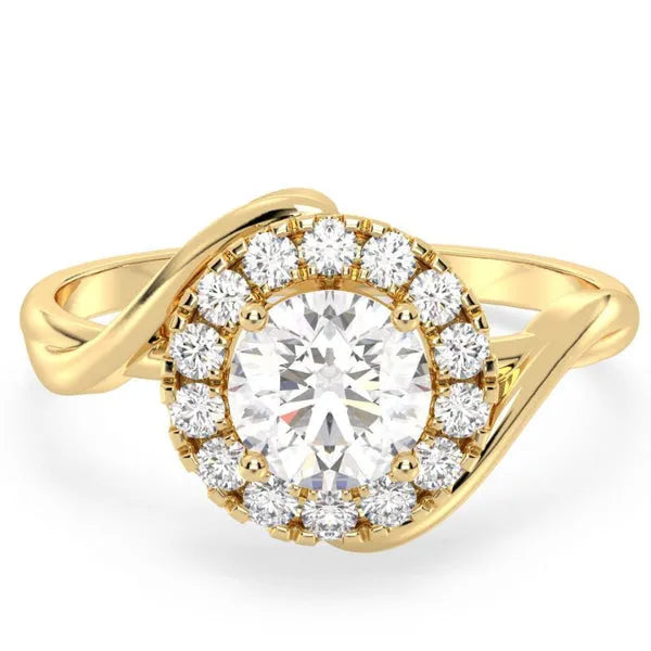 Celestial Glow Round Cut Moissanite Halo Ring