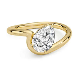 Lab grown Pear cut engagement ring- Women Unique Shaped Diamond Ring 