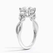 Round Cut Diamond - Rectangle engagement ring with real diamonds
