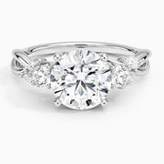 Round Cut Diamond - Rectangle engagement ring with real diamonds