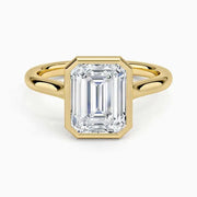 Vintage sapphire engagement ring in custom gold design - emerald Cut Diamond 