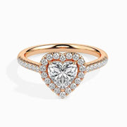 Heart cut engagement ring with lab grown diamond in rose gold - Engagement Rings 